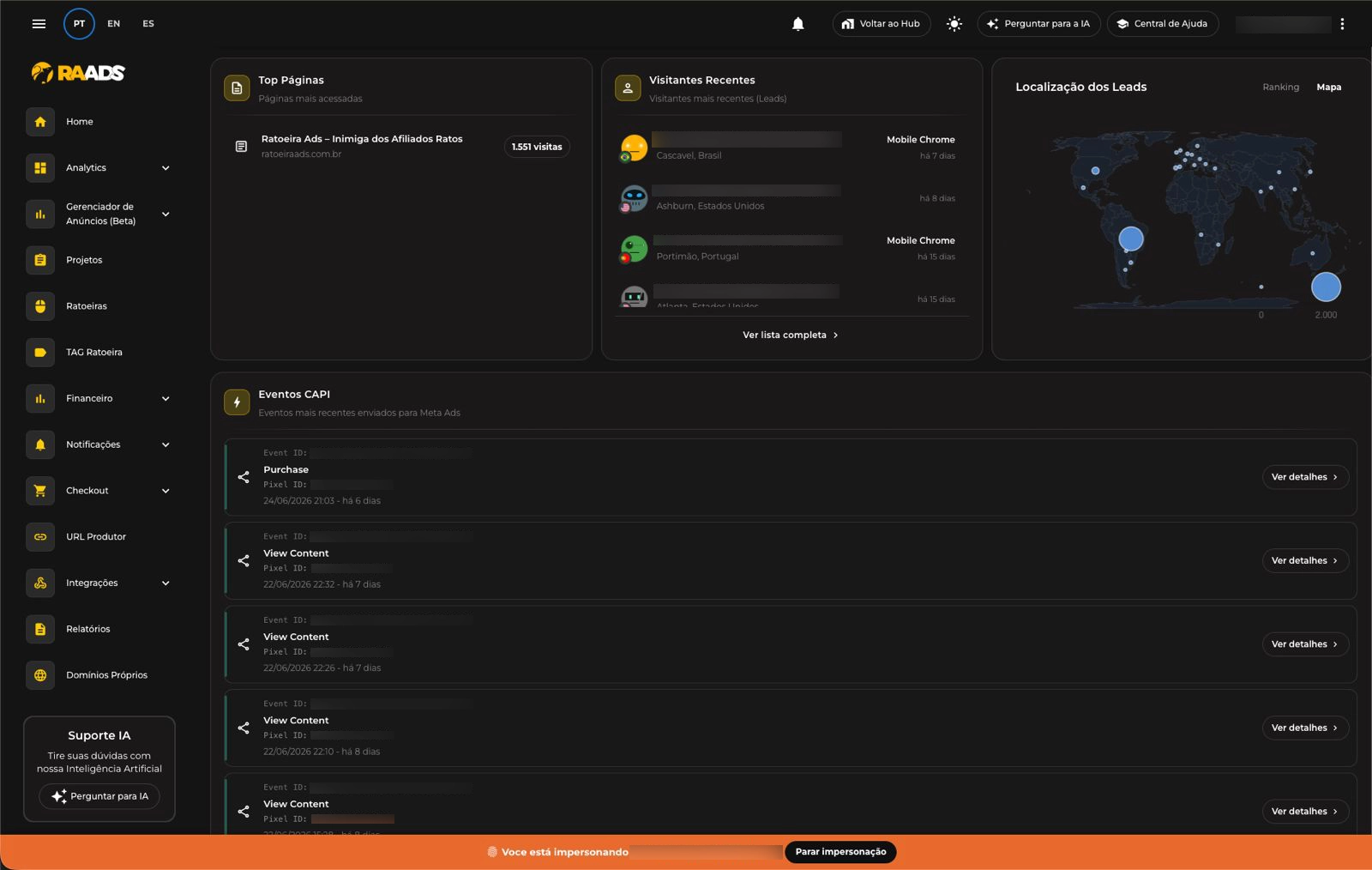Rastreie o feed até a venda
